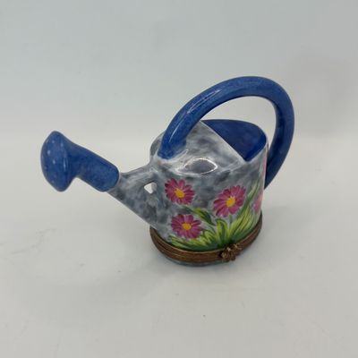 LOT 79: Vintage Limoges Trinket Boxes: Watering Can & Flower Basket