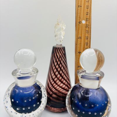 LOT 104: Art Glass Perfume Bottles - Unsigned