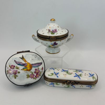 LOT 85: Vintage Limoges Trinket Boxes & More: 2 signed/marked & unmarked