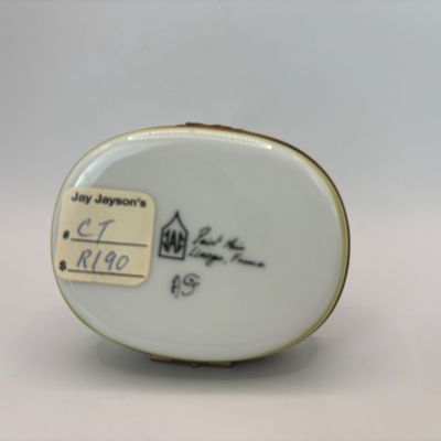 LOT 81: Vintage Limoges Trinket Boxes: Eiffel Tower & A Bottle of Burgundy (missing is the wine glass)