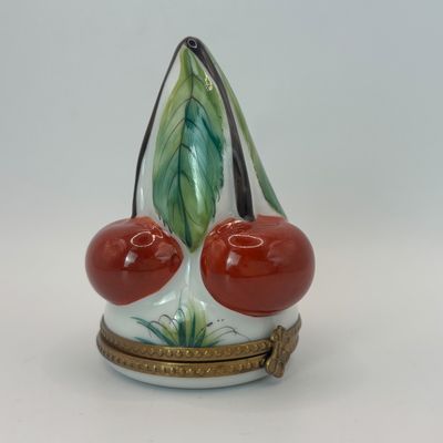 LOT 82: Vintage Limoges Cherry Cluster Trinket Box
