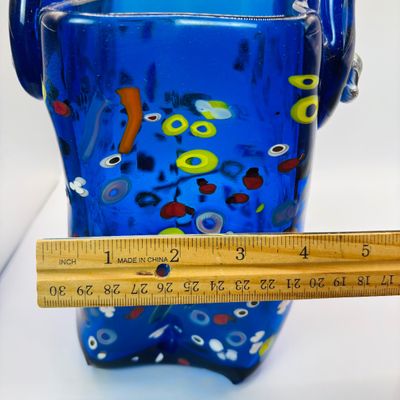LOT 108: Cobalt Blue Art Glass Purse-Signed Wayne Miyah Glass Studio