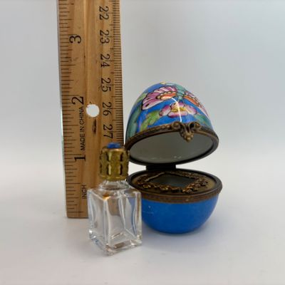 LOT 90: Vintage Limoges Trinket Boxes w/Perfume Bottle