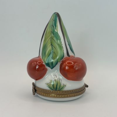 LOT 82: Vintage Limoges Cherry Cluster Trinket Box