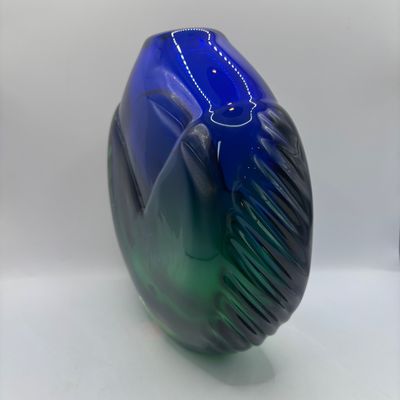 LOT 72: Hand Crafted Art Glass Beranek Cobalt Blue & Green Vase