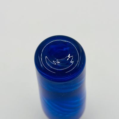 LOT 105: Vintage Art Glass Perfume Bottles: Iridescent Blue & Blue Swirl - unsigned