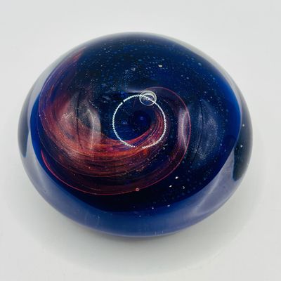 LOT 106: Yellow & Purple Flower Badash Paperweights & Galaxy Sphere Style Paperweight