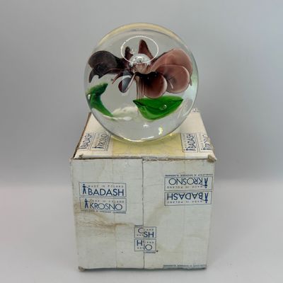 LOT 94: Badash Flower Paperweight, Royal Dalton "Lucia and Child" Collectors Plate & Vintage Edna Hibel Style Marble...