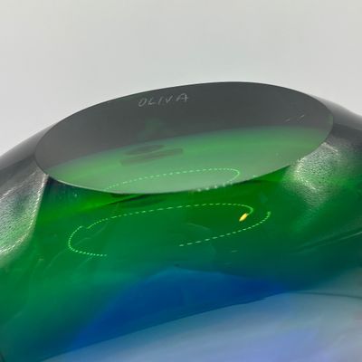 LOT 72: Hand Crafted Art Glass Beranek Cobalt Blue & Green Vase