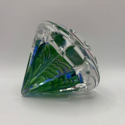 LOT 64: Youghiogheny Floral Diamond Shaped Art Glass Papeweight signed T. Trigs 2001