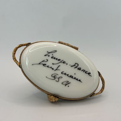LOT 81: Vintage Limoges Trinket Boxes: Eiffel Tower & A Bottle of Burgundy (missing is the wine glass)