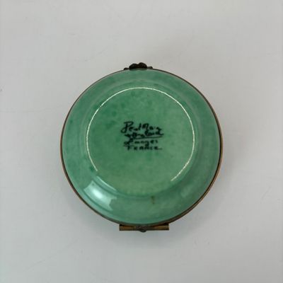LOT 80: Vintage Limoges Trinket Boxes: Floral Footed & Green Stripe Floral