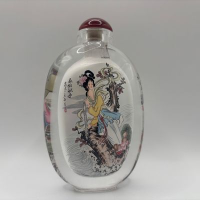 LOT 69: Vintage Chinese Reverse/Inside Painted Snuff Bottles w/Agate Tops