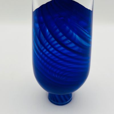 LOT 105: Vintage Art Glass Perfume Bottles: Iridescent Blue & Blue Swirl - unsigned