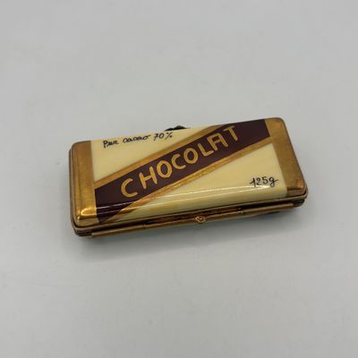 LOT 76: Vintage Limoges Trinket Boxes: Gourmet Chocolate Bar & Mother Duck w/Duckling