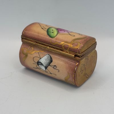 LOT 77: Vintage Limoges Trinket Boxes: Sewing Box & Pharmacien