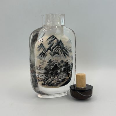 LOT 93: Vintage Chinese Reverse/Inside Painted Snuff Bottles w/Agate Tops