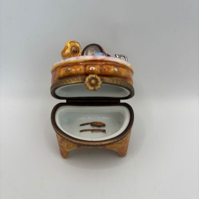 LOT 86: Vintage Limoges Trinket Boxes: Floral Heart & Vanity