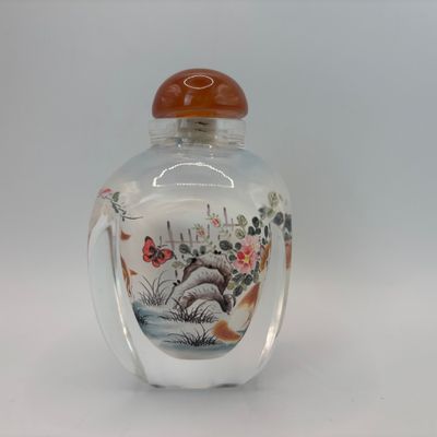 LOT 92: Vintage Chinese Reverse/Inside Painted Snuff Bottles w/Agate Tops