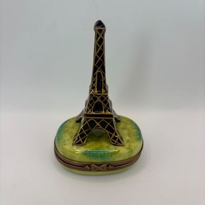 LOT 81: Vintage Limoges Trinket Boxes: Eiffel Tower & A Bottle of Burgundy (missing is the wine glass)