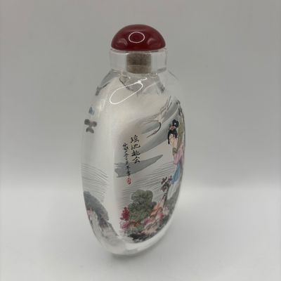 LOT 69: Vintage Chinese Reverse/Inside Painted Snuff Bottles w/Agate Tops