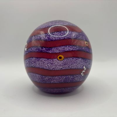 LOT 62: Purple & Magenta Swirl Art Glass Signed Paperweight