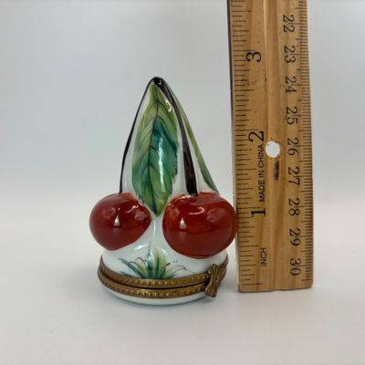 LOT 82: Vintage Limoges Cherry Cluster Trinket Box