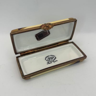 LOT 76: Vintage Limoges Trinket Boxes: Gourmet Chocolate Bar & Mother Duck w/Duckling