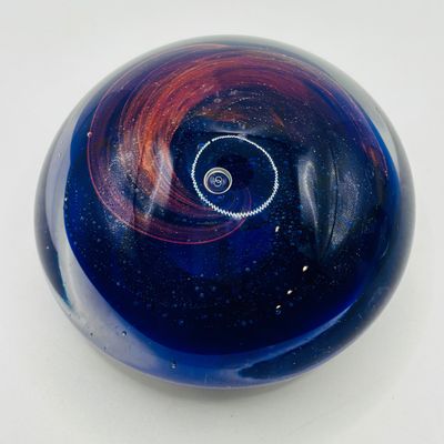 LOT 106: Yellow & Purple Flower Badash Paperweights & Galaxy Sphere Style Paperweight