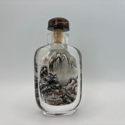 LOT 93: Vintage Chinese Reverse/Inside Painted Snuff Bottles w/Agate Tops