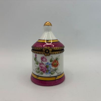 LOT 78: Vintage Limoges Trinket Boxes: Two-Tier Floral & Pink Floral