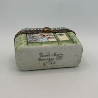 LOT 77: Vintage Limoges Trinket Boxes: Sewing Box & Pharmacien
