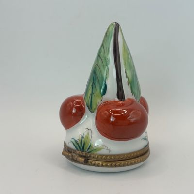 LOT 82: Vintage Limoges Cherry Cluster Trinket Box