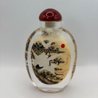 LOT 93: Vintage Chinese Reverse/Inside Painted Snuff Bottles w/Agate Tops