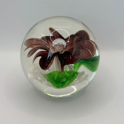 LOT 94: Badash Flower Paperweight, Royal Dalton "Lucia and Child" Collectors Plate & Vintage Edna Hibel Style Marble...