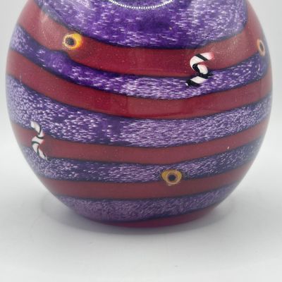 LOT 62: Purple & Magenta Swirl Art Glass Signed Paperweight