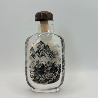 LOT 93: Vintage Chinese Reverse/Inside Painted Snuff Bottles w/Agate Tops