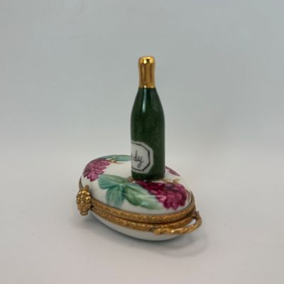 LOT 81: Vintage Limoges Trinket Boxes: Eiffel Tower & A Bottle of Burgundy (missing is the wine glass)