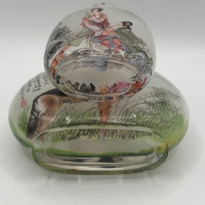 LOT 71: Vintage Chinese Reverse/Inside Painted Snuff Bottles w/Agate Tops