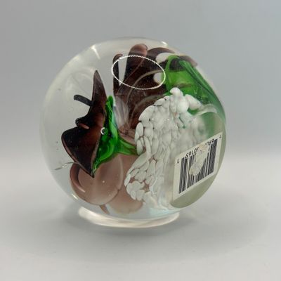 LOT 94: Badash Flower Paperweight, Royal Dalton "Lucia and Child" Collectors Plate & Vintage Edna Hibel Style Marble...