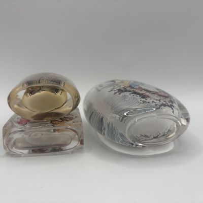LOT 69: Vintage Chinese Reverse/Inside Painted Snuff Bottles w/Agate Tops