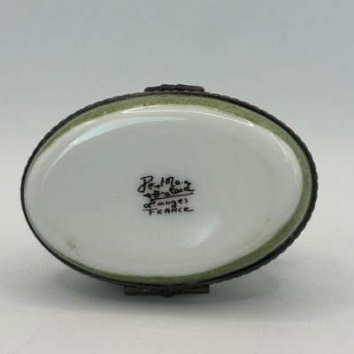 LOT 76: Vintage Limoges Trinket Boxes: Gourmet Chocolate Bar & Mother Duck w/Duckling
