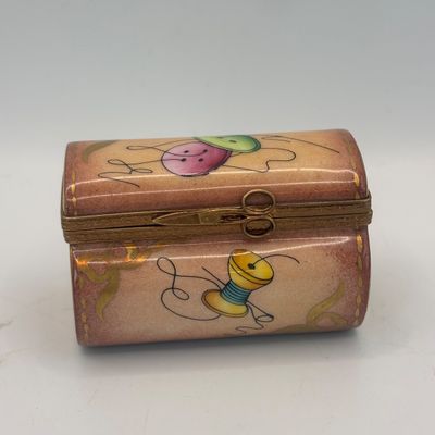 LOT 77: Vintage Limoges Trinket Boxes: Sewing Box & Pharmacien