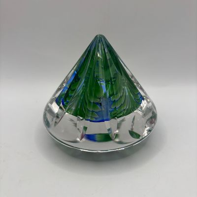 LOT 64: Youghiogheny Floral Diamond Shaped Art Glass Papeweight signed T. Trigs 2001