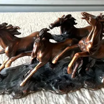 Running Wild Horses Composite Sculpture – Bronze-Tone Finish
