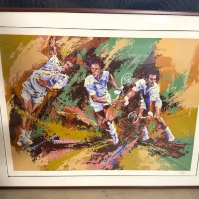 Mark King Signed & Numbered Tennis Serigraph 37/125 – Framed 34" x 43"