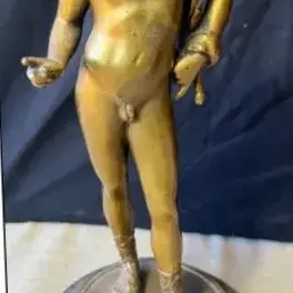 19th-Century Grand Tour Gilt- Reproduction Antique Bronze Statue of Narcissus 