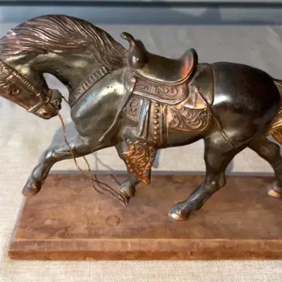Bronze Saddled Horse Sculpture 