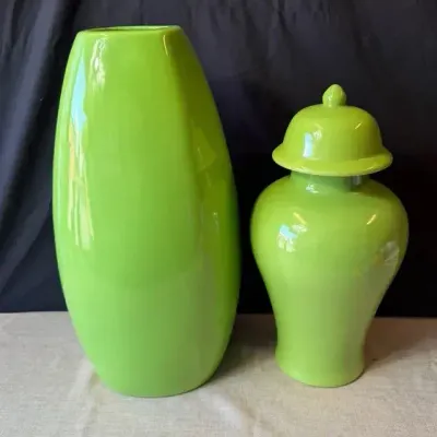 Lime Green Vase And Tall Urn Decor