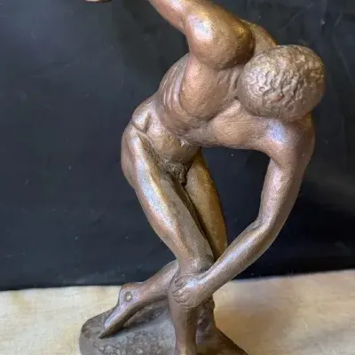 Vintage Bronze-Toned Reproduction or Statuette of the Discobolus (Discus Thrower)